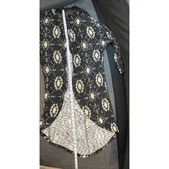 Xhilaration Womens Open-Front Cardigan M Black Aztec Print Lace-Back Long Sleeve - Picture 8 of 9